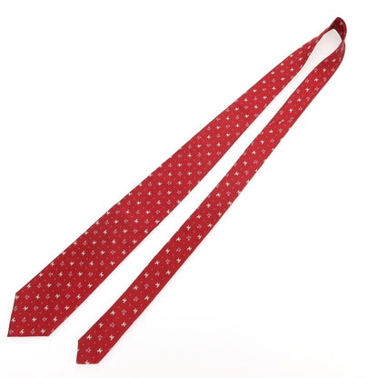 [Used] DAKS Dog Pattern Tri-Fold Silk Tie Red [Condition Rank A] [Men&