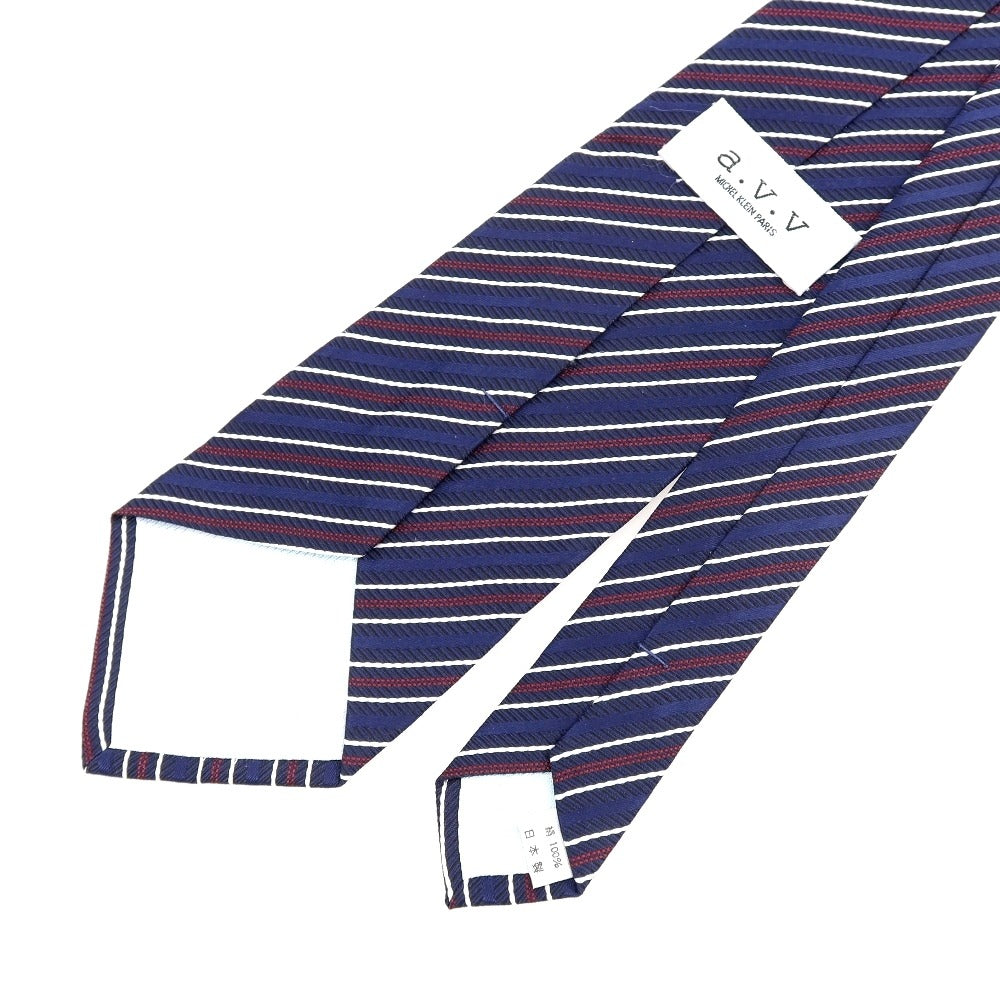 [Used] avv striped 3-fold silk tie, navy [Condition: A] [Men&