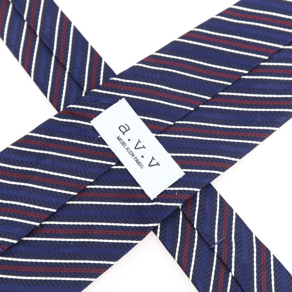 [Used] avv striped 3-fold silk tie, navy [Condition: A] [Men&