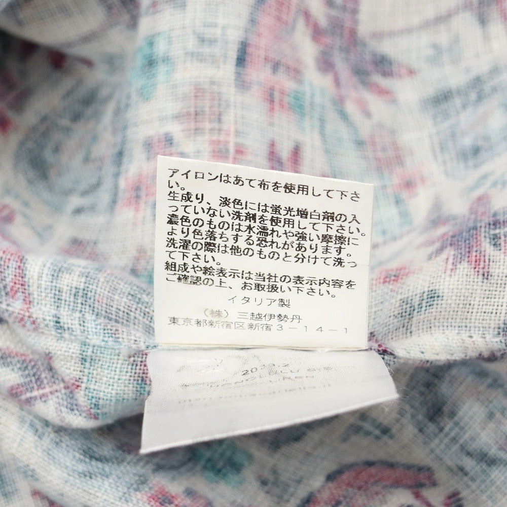 [Used] Mario Muscariello Linen Print Open Collar Short Sleeve Shirt White x Light Blue x Pink [XS] [Condition Rank B] [Men&