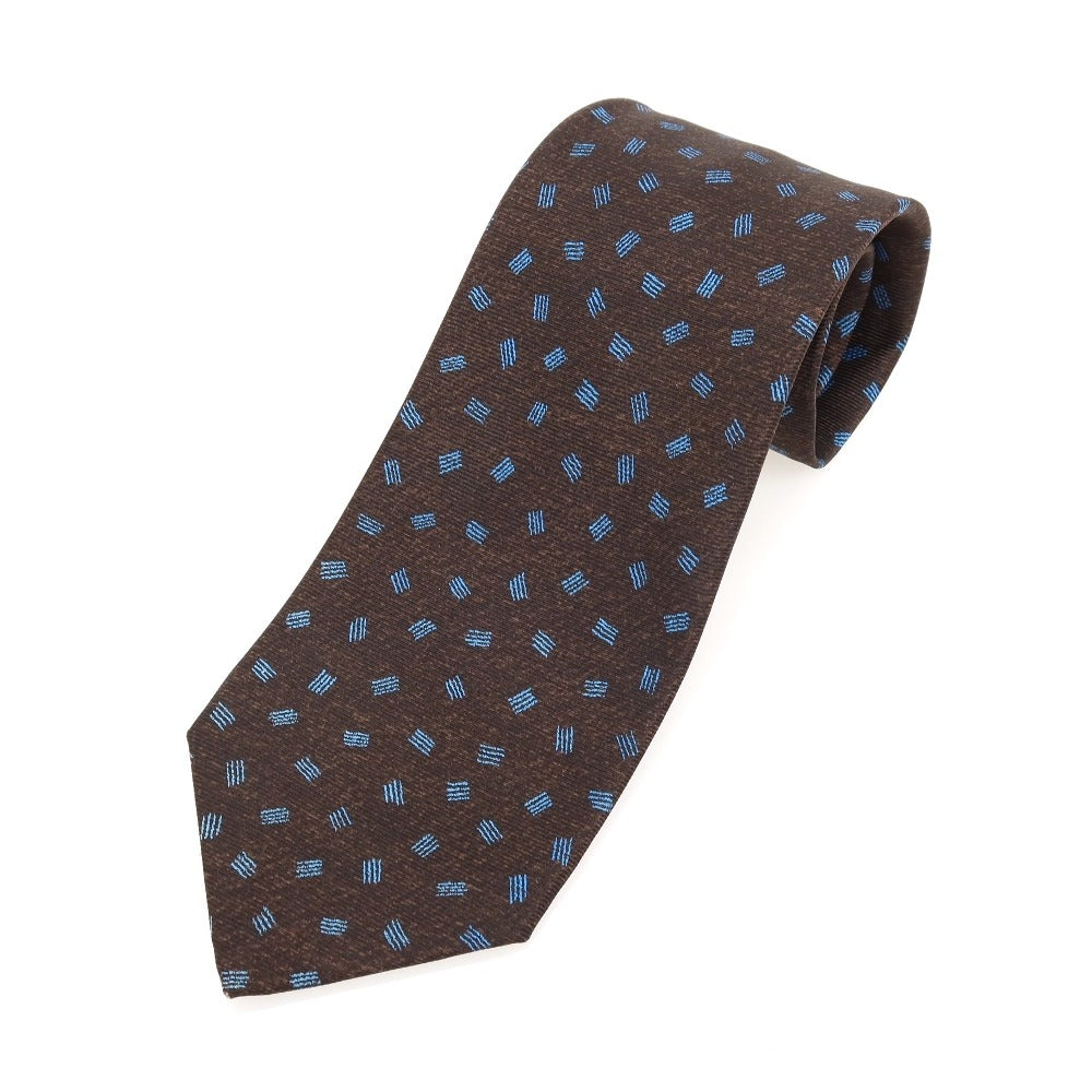 [Used] BVLGARI Quattro Pieghe Print Silk Tie Brown x Blue [Condition Rank B] [Men&