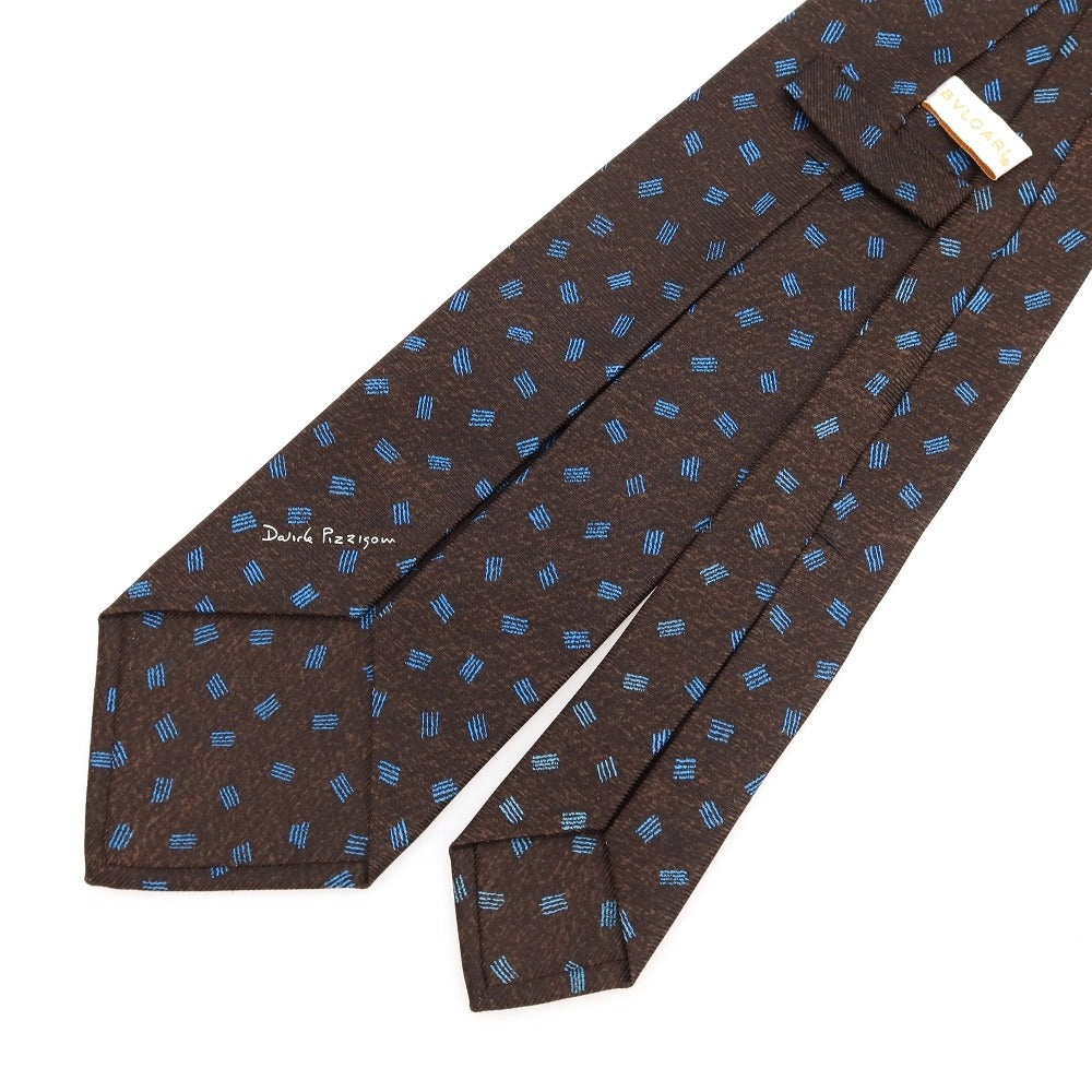 [Used] BVLGARI Quattro Pieghe Print Silk Tie Brown x Blue [Condition Rank B] [Men&