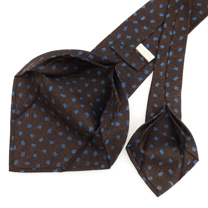 [Used] BVLGARI Quattro Pieghe Print Silk Tie Brown x Blue [Condition Rank B] [Men&