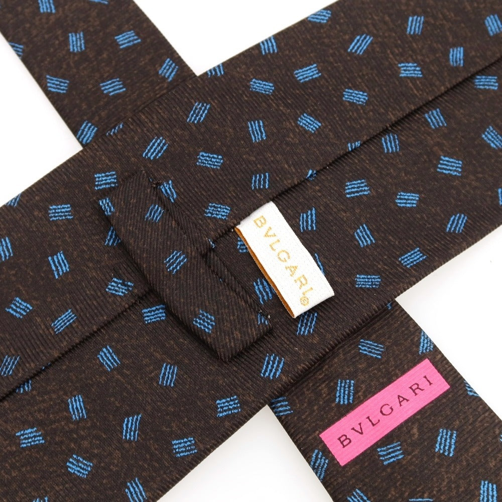 [Used] BVLGARI Quattro Pieghe Print Silk Tie Brown x Blue [Condition Rank B] [Men&