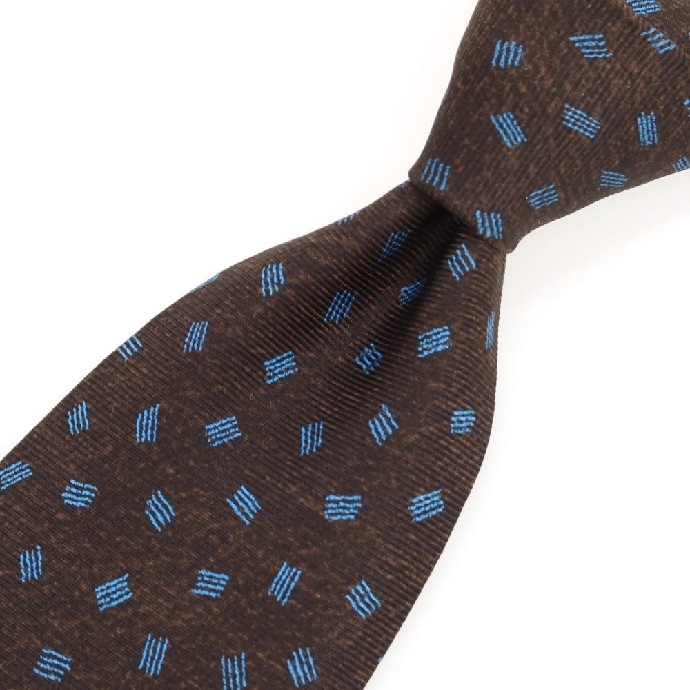 [Used] BVLGARI Quattro Pieghe Print Silk Tie Brown x Blue [Condition Rank B] [Men&