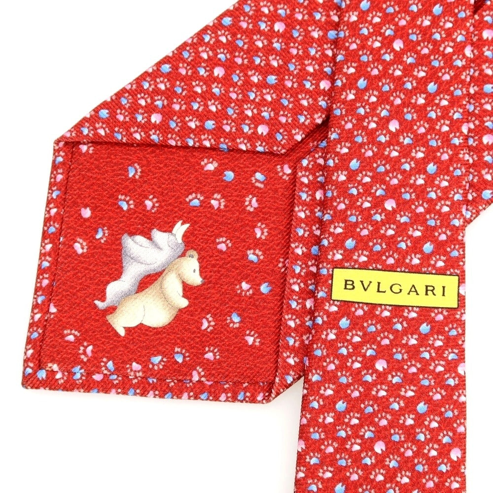 [Used] BVLGARI Printed Quattro Pieghe Silk Tie Red [Condition Rank B] [Men&