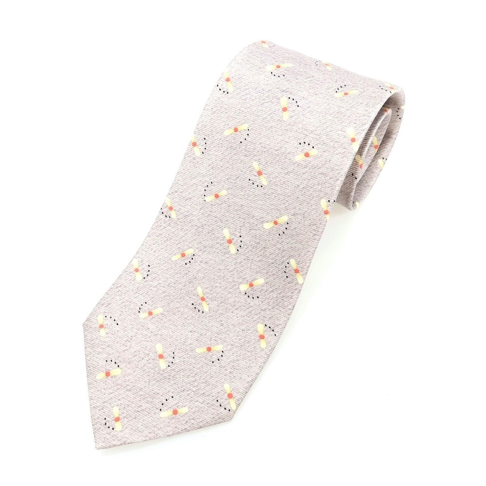 [Used] BVLGARI Printed Quattro Pieghe Silk Tie Light Grey [Condition Rank B] [Men&