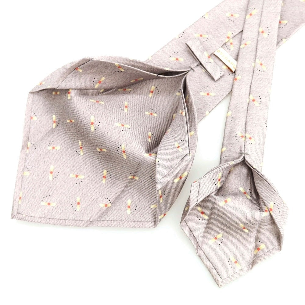 [Used] BVLGARI Printed Quattro Pieghe Silk Tie Light Grey [Condition Rank B] [Men&