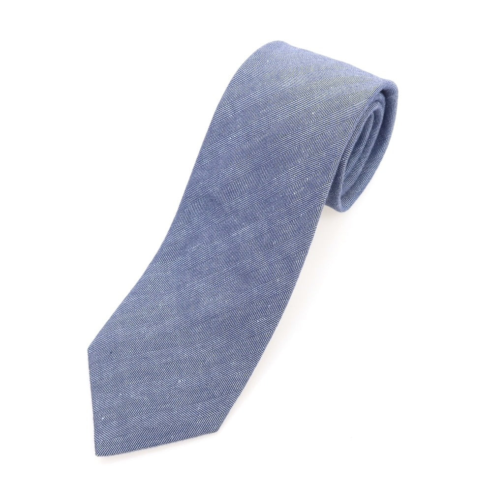 [Used] Fumagalli Herringbone Linen Cotton Tie Navy [Condition Rank C] [Men&