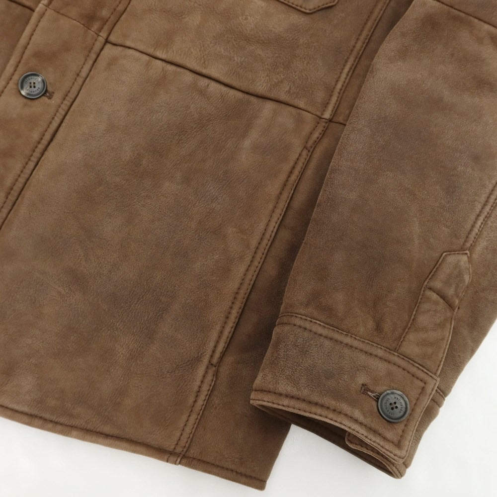 【中古】ブルネロクチネリ Brunello Cucinelli ムートン レザージャケット ブルゾン ブラウン【サイズＳ】【BRW】【A/W】【状態ランクC】【メンズ】【768870】