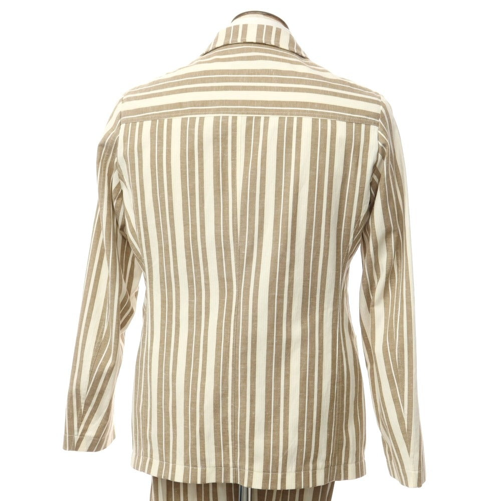 [Used] T-JACKET Cotton Linen Stripe Set Up
 Brown x White [Size XL] [BRW] [S/S] [Condition Rank B] [Men&