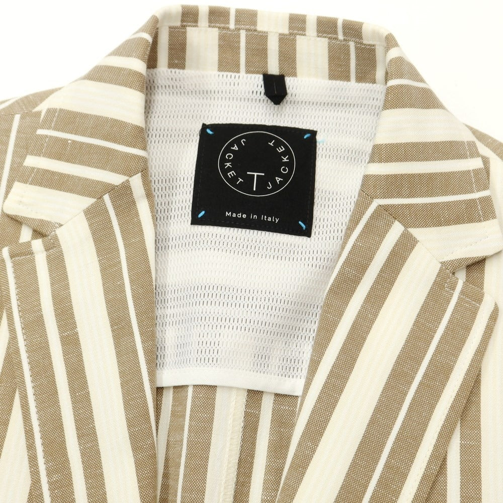 [Used] T-JACKET Cotton Linen Stripe Set Up
 Brown x White [Size XL] [BRW] [S/S] [Condition Rank B] [Men&