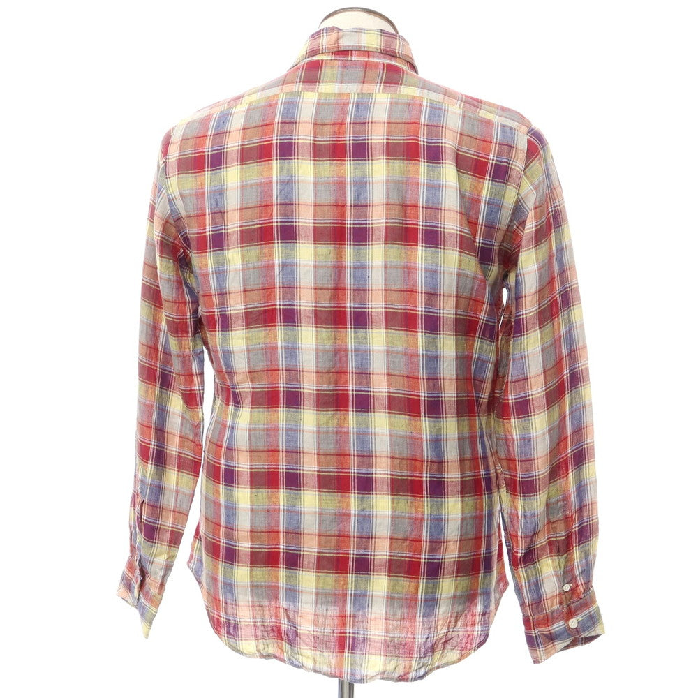 [Used] BOLZONELLA Linen Check Casual Shirt Red x Navy [41] [Condition Rank B] [Men&