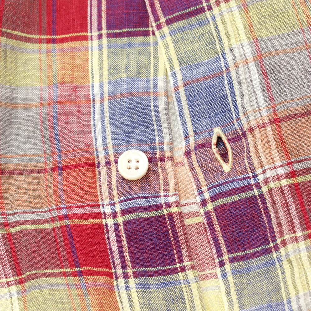 [Used] BOLZONELLA Linen Check Casual Shirt Red x Navy [41] [Condition Rank B] [Men&