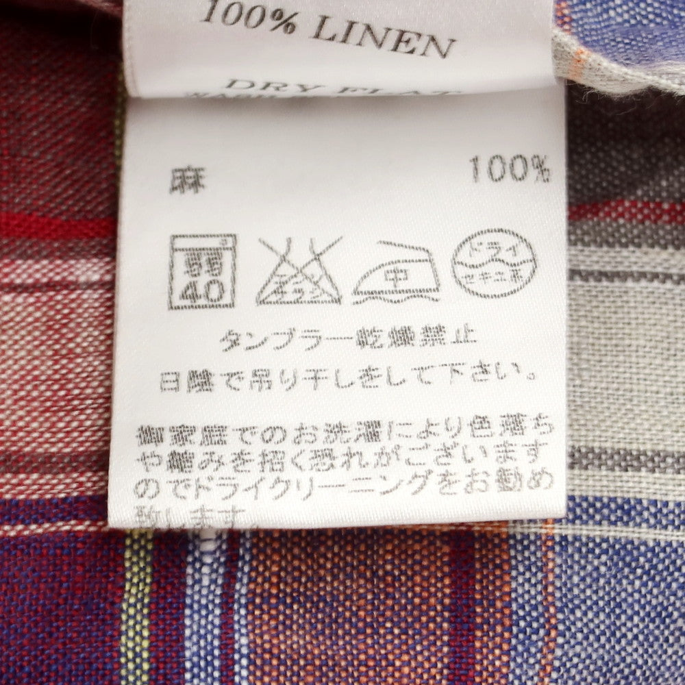 [Used] BOLZONELLA Linen Check Casual Shirt Red x Navy [41] [Condition Rank B] [Men&