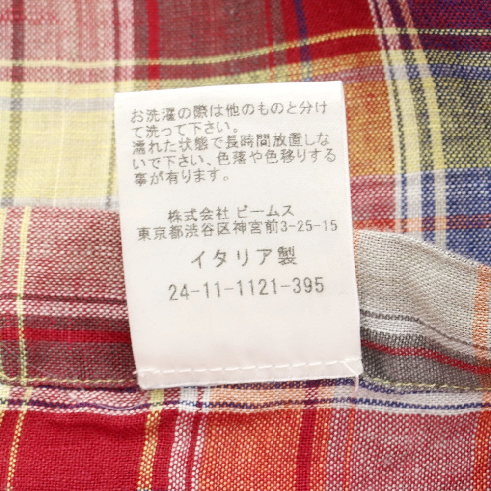 [Used] BOLZONELLA Linen Check Casual Shirt Red x Navy [41] [Condition Rank B] [Men&