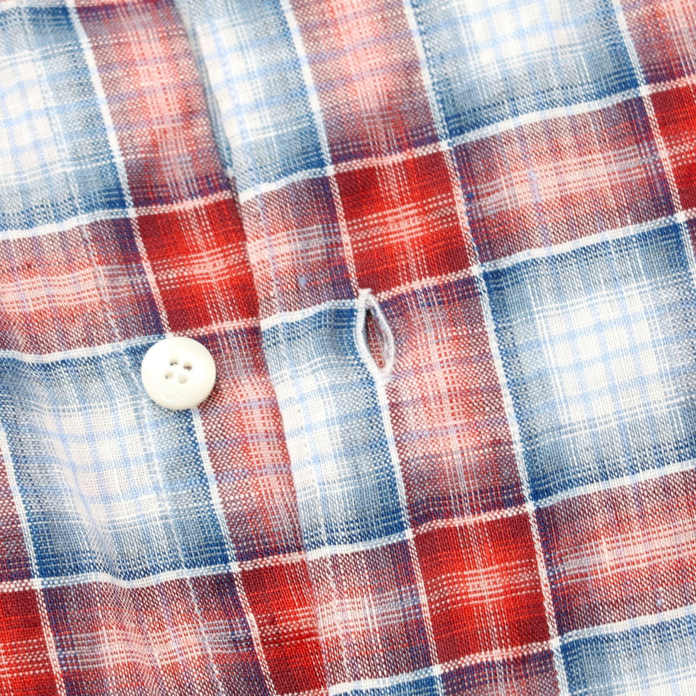 [Used] Finamore Linen Check Horizontal Collar Shirt White x Red [37] [Condition Rank C] [Men&