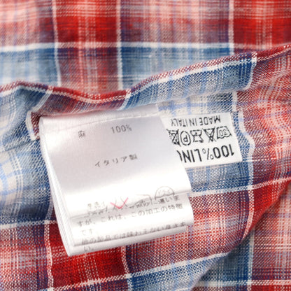 [Used] Finamore Linen Check Horizontal Collar Shirt White x Red [37] [Condition Rank C] [Men&