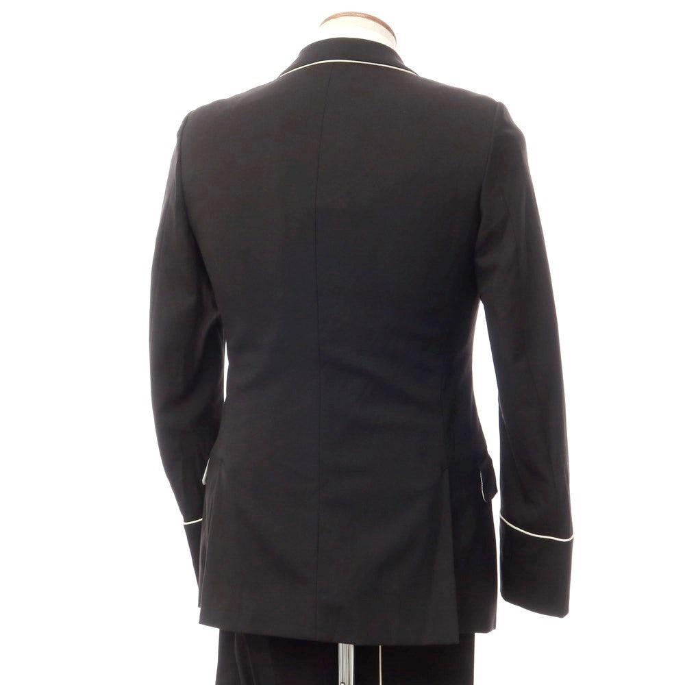 [Used] Gucci 2015 Fall/Winter Polyester Wool Piping 2-Button Suit Black x White [Size 46/7-50R] [BLK] [S/S/A/W] [Condition Rank C] [Men&