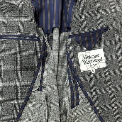 [Used] Vivienne Westwood MAN Polyester Check 2-Button Suit Gray x Black [46/44] [Condition Rank B] [Men&