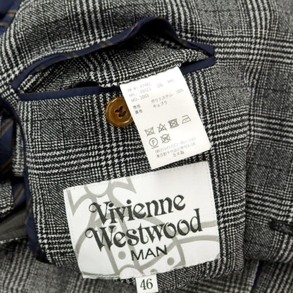 [Used] Vivienne Westwood MAN Polyester Check 2-Button Suit Gray x Black [46/44] [Condition Rank B] [Men&