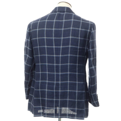 [Used] SOVEREIGN Linen Check Casual Jacket Navy [50] [Condition Rank B] [Men&