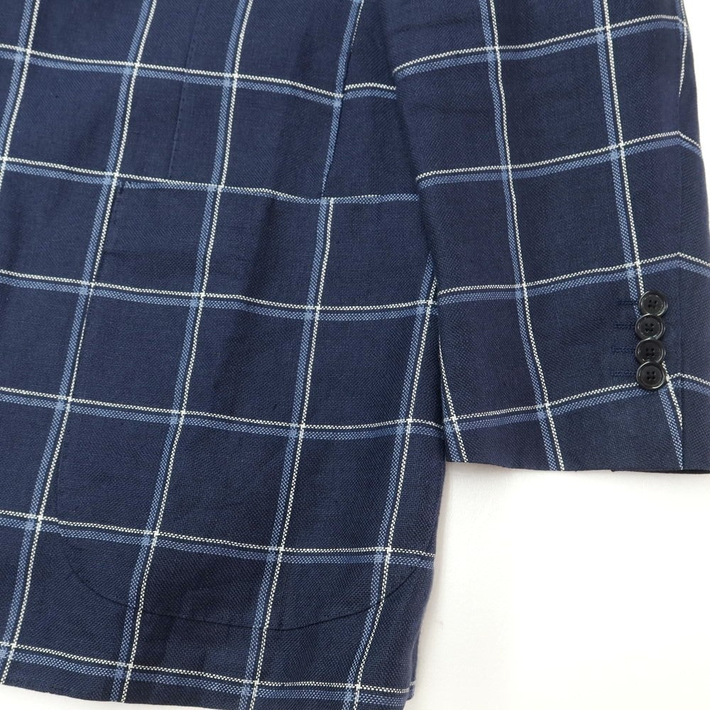 [Used] SOVEREIGN Linen Check Casual Jacket Navy [50] [Condition Rank B] [Men&