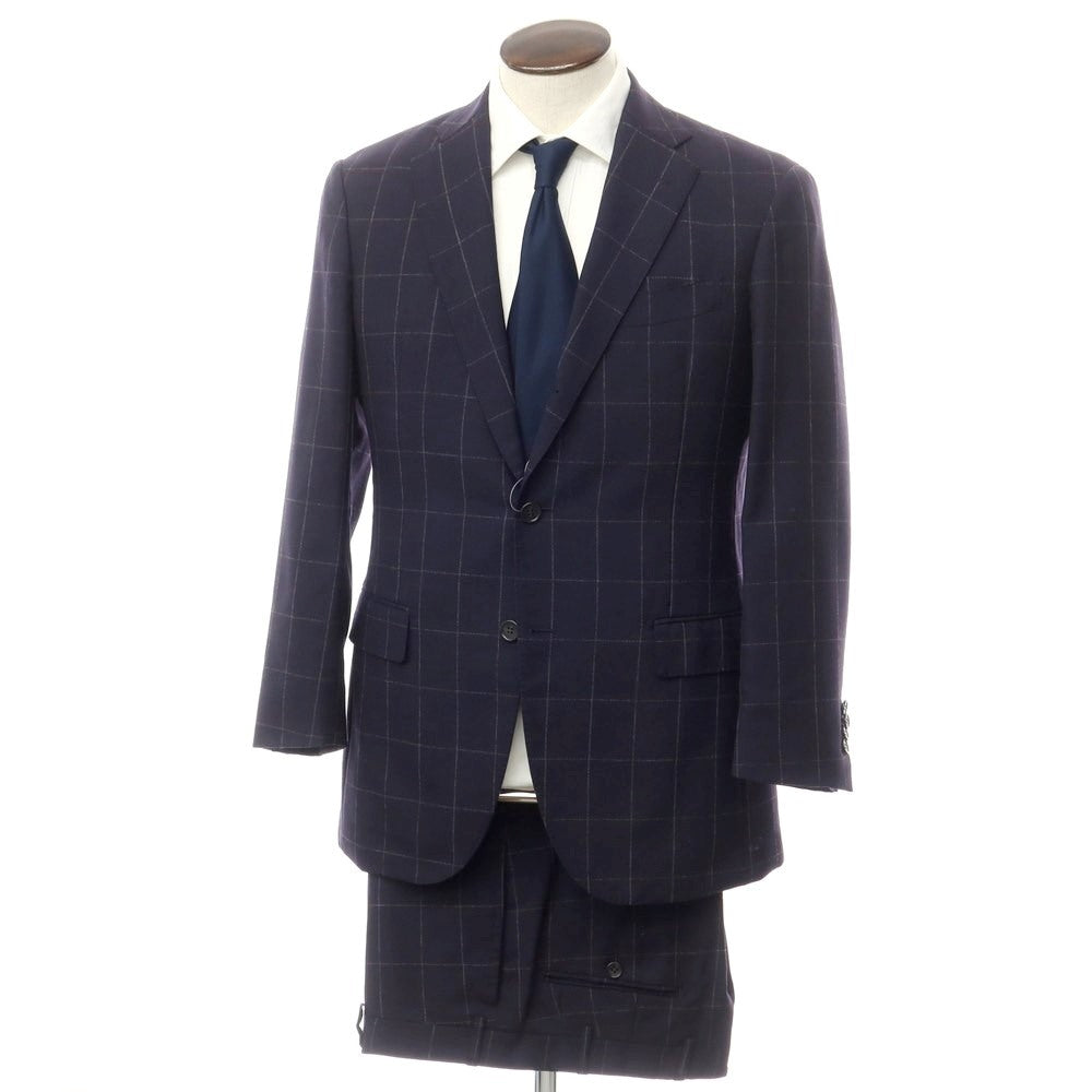 [Used] Artigianale wool mohair cashmere check 3 button suit navy x grey [50] [Condition rank B] [Men&