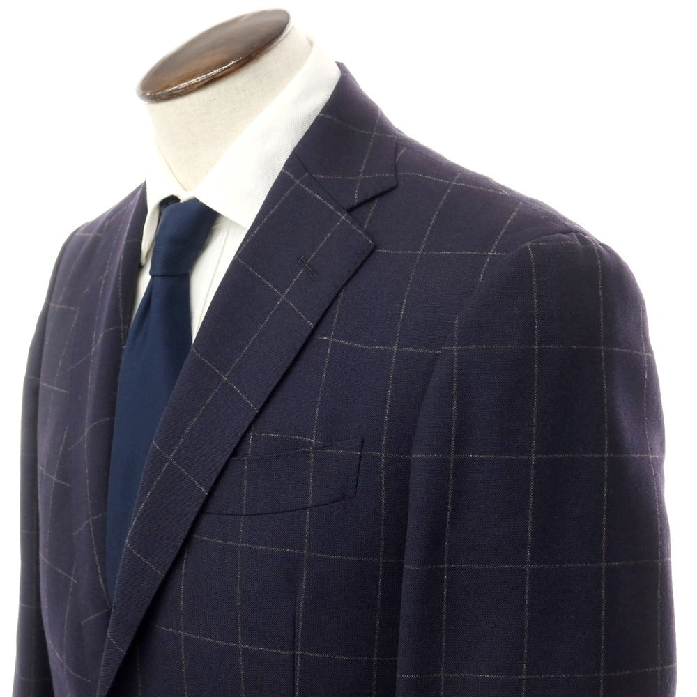 [Used] Artigianale wool mohair cashmere check 3 button suit navy x grey [50] [Condition rank B] [Men&