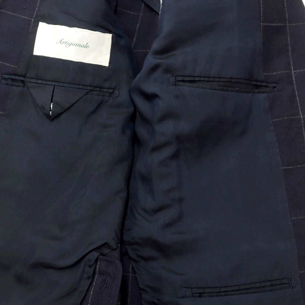 [Used] Artigianale wool mohair cashmere check 3 button suit navy x grey [50] [Condition rank B] [Men&