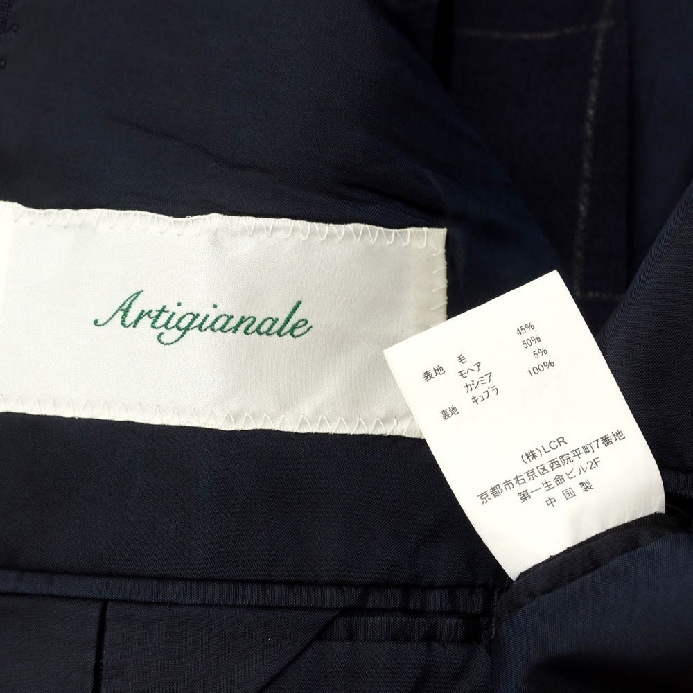 [Used] Artigianale wool mohair cashmere check 3 button suit navy x grey [50] [Condition rank B] [Men&