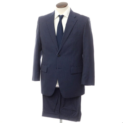 [Used] KANSAI YAMAMOTO Polyester wool striped 2 button suit Navy x White [96AB5] [Condition Rank B] [Men&