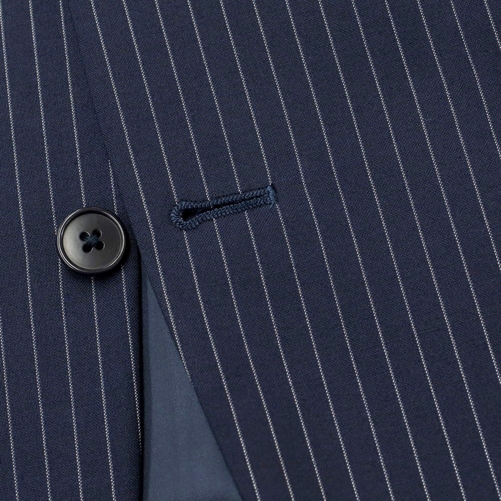 [Used] KANSAI YAMAMOTO Polyester wool striped 2 button suit Navy x White [96AB5] [Condition Rank B] [Men&