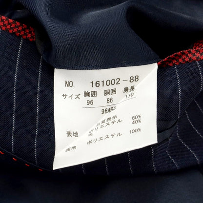 [Used] KANSAI YAMAMOTO Polyester wool striped 2 button suit Navy x White [96AB5] [Condition Rank B] [Men&