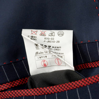 [Used] KANSAI YAMAMOTO Polyester wool striped 2 button suit Navy x White [96AB5] [Condition Rank B] [Men&