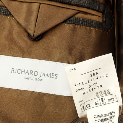 【中古】リチャードジェームス RICHARD JAMES ウールシルク ストライプ 2つボタンスーツ ブラウン【 38 】【 状態ランクC 】【 メンズ 】