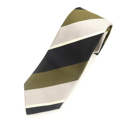 [Used] EDIFICE Striped Tri-Fold Silk Tie Olive x Black [Condition Rank B] [Men&