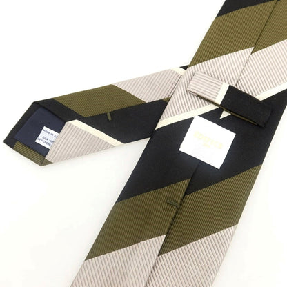 [Used] EDIFICE Striped Tri-Fold Silk Tie Olive x Black [Condition Rank B] [Men&