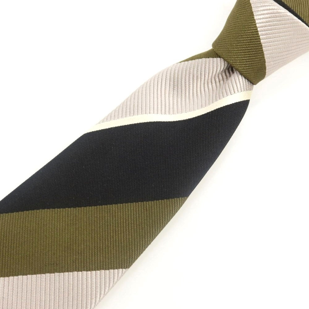 [Used] EDIFICE Striped Tri-Fold Silk Tie Olive x Black [Condition Rank B] [Men&