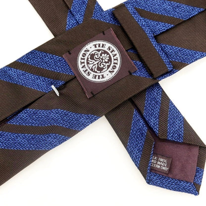 [Used] TIE STATION Striped Quattro Pieghe Silk Necktie Brown x Blue [Condition Rank B] [Men&