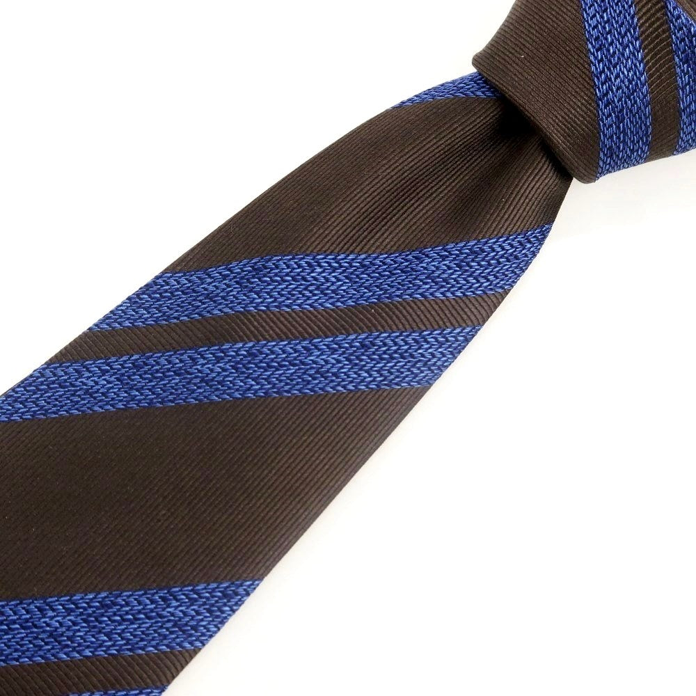 [Used] TIE STATION Striped Quattro Pieghe Silk Necktie Brown x Blue [Condition Rank B] [Men&