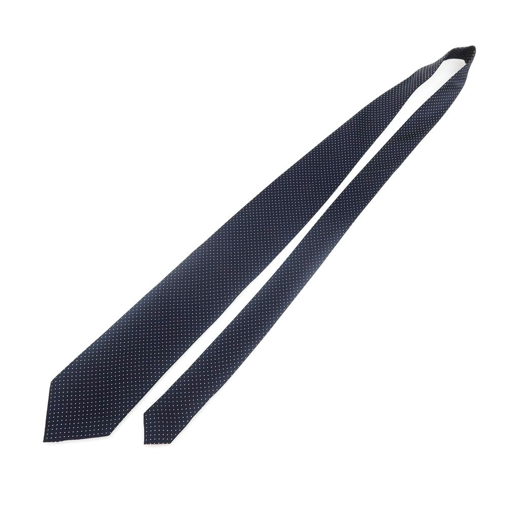 [Used] Ermenegildo Zegna Dot 3-fold silk tie, navy x white [Condition: B] [Men&