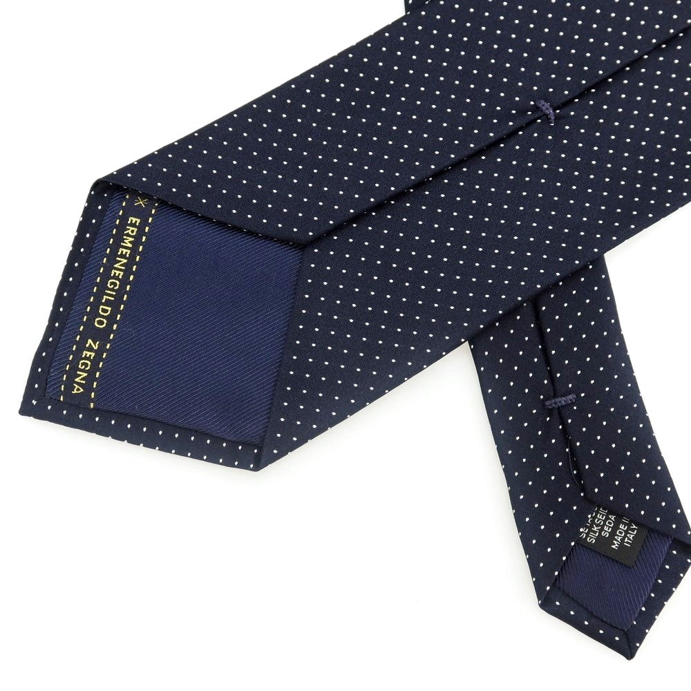 [Used] Ermenegildo Zegna Dot 3-fold silk tie, navy x white [Condition: B] [Men&