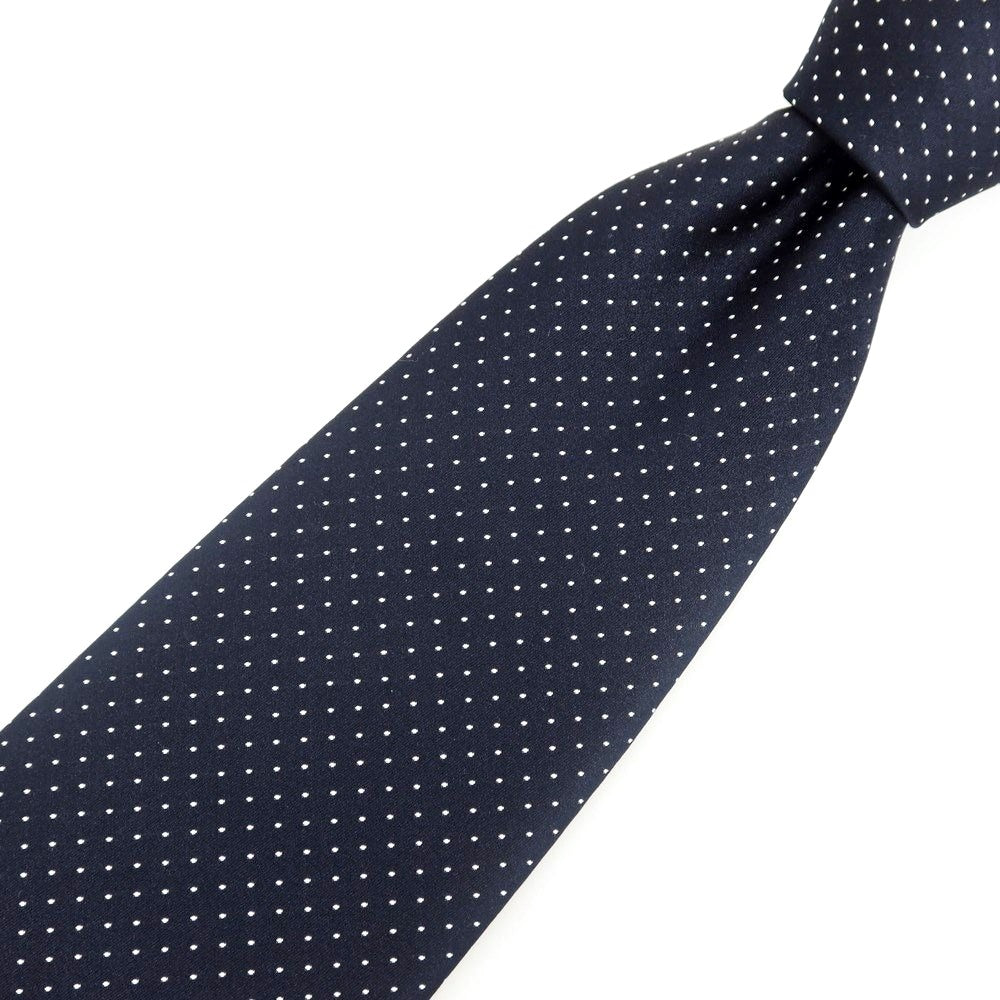 [Used] Ermenegildo Zegna Dot 3-fold silk tie, navy x white [Condition: B] [Men&