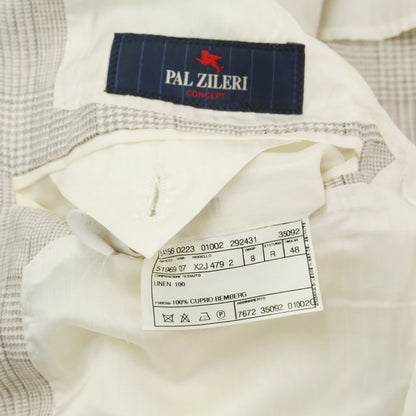 [Used] Pal Zileri Linen Check 2B Casual Jacket Ivory x Taupe x Charcoal [48] [Condition Rank D] [Men&