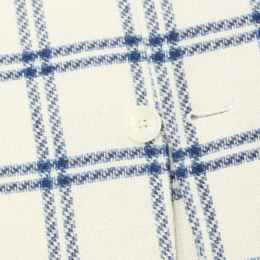 [Used] TAGLIATORE Linen Cotton Check 2B Casual Jacket White x Navy x Blue [46] [Condition Rank B] [Men&