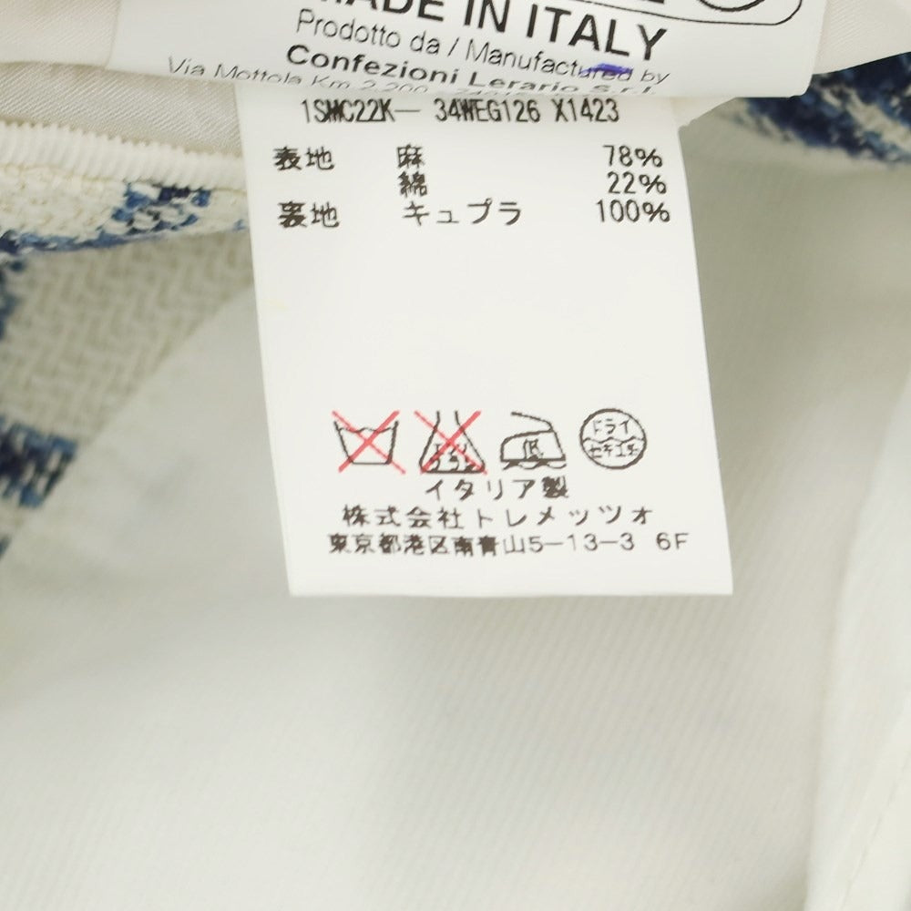 [Used] TAGLIATORE Linen Cotton Check 2B Casual Jacket White x Navy x Blue [46] [Condition Rank B] [Men&