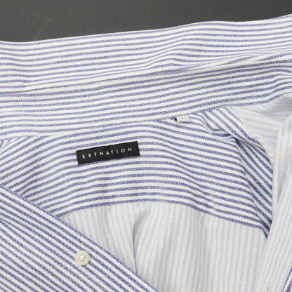 [Used] ESTNATION Cotton polyester cut and sewn striped short sleeve shirt White x Navy [L] [Condition rank C] [Men&