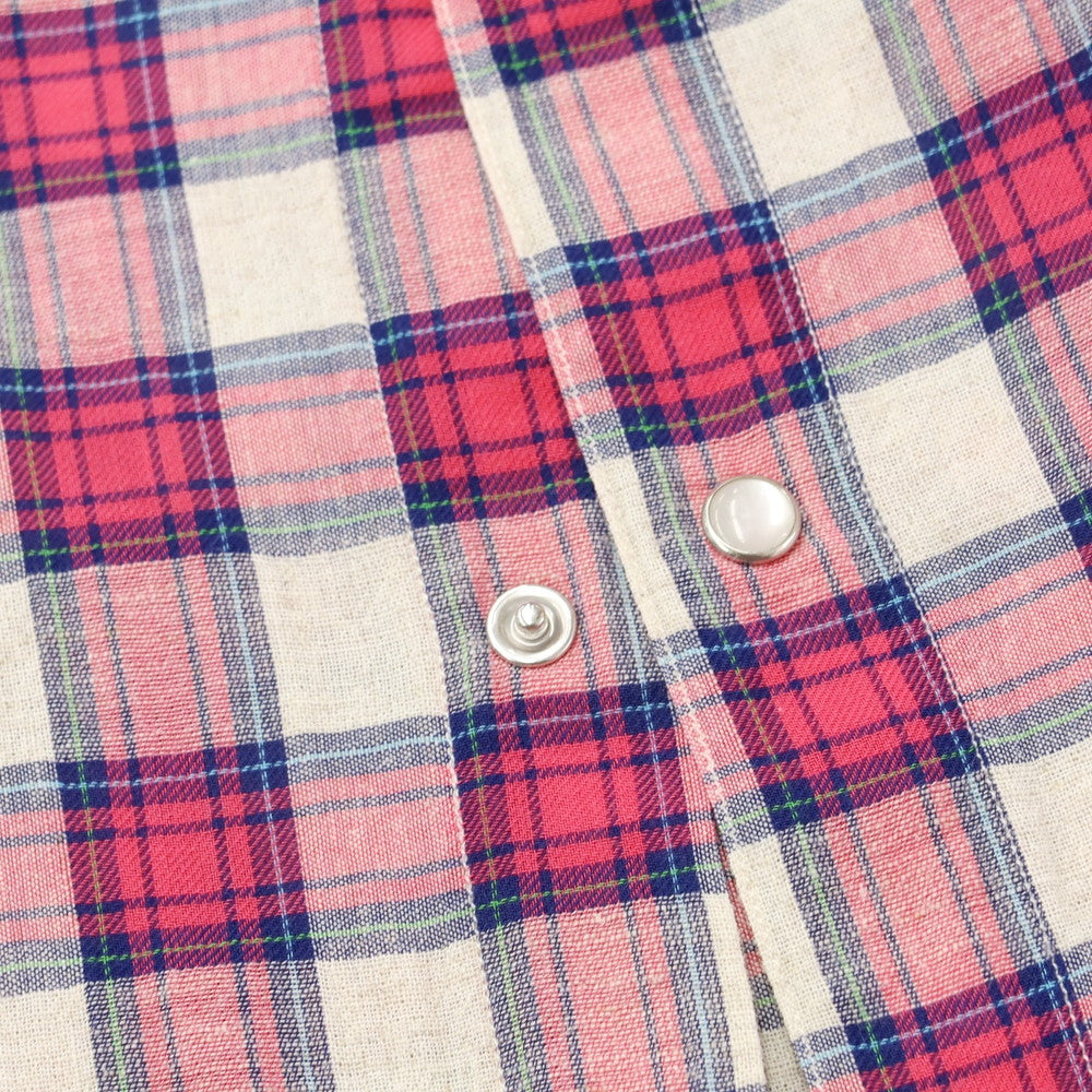 [Used] GUY ROVER Cotton Linen Check Shirt Beige x Pink x Navy [S] [Condition Rank C] [Men&