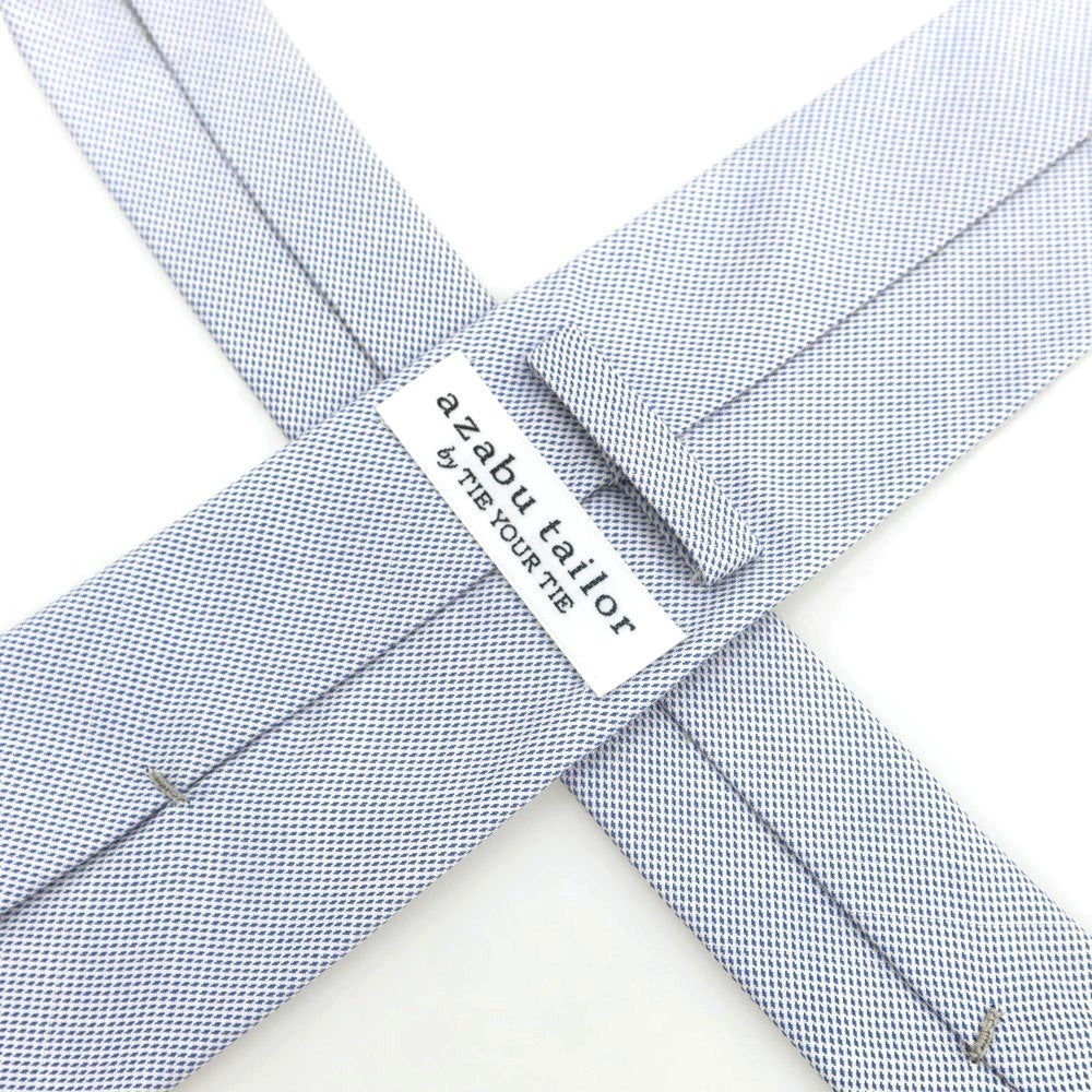 【中古】アザブテーラー azabu tailor 3つ折り コットンシルク タイユアタイ製 ネクタイ ホワイトxブルー【 状態ランクB 】【 メンズ 】